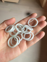Load image into Gallery viewer, 100% natural type A white slim jadeite jade band ring BF53
