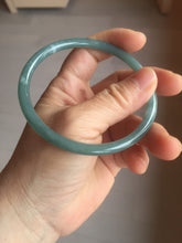 Load image into Gallery viewer, 63.6mm Certified Type A 100% Natural deep sea dark green/blue/gray slim round cut Guatemala Jadeite bangle PB5-7036
