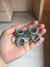 Load image into Gallery viewer, 18.8mm size 8 3/4 100% natural type A green/blue/yellow Guatemala jadeite jade band ring group PE128
