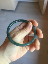 Load image into Gallery viewer, 59.2mm Certified Type A 100% Natural light green/blue/gray with flying snow Guatemala slim round cut Jadeite bangle PJ26-4318
