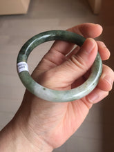 Load image into Gallery viewer, 56.6mm certified 100% natural Type A dark green(油青) gray round cut jadeite jade bangle H164-6009
