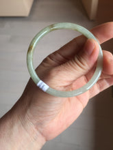 Load image into Gallery viewer, 56mm certified Type A 100% Natural light green brown gray slim round cut Jadeite Jade bangle PH206-6184
