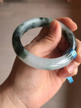 Load image into Gallery viewer, 54.3mm Certified Type A 100% Natural icy watery dark green/white//black Jadeite Jade bangle BM8-8573

