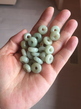 Load image into Gallery viewer, 12-13.2mm Type A 100% Natural light green yellow brown gray Jadeite Safety Guardian Button donuts pendant PF39 Add on item
