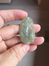Load image into Gallery viewer, Type A 100% Natural  Light Green gray (淡油冰)Jadeite Jade Horse Pendant PC233
