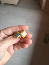 Load image into Gallery viewer, 100% Natural dark green/beige pale pink nephrite Jade ring (adjustable size) HN117
