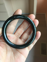 Load image into Gallery viewer, 54.2mm 100% Natural Dark Green/Black Meteorite Starry Night Sky Galaxy Nephrite Bangle HN177-0566
