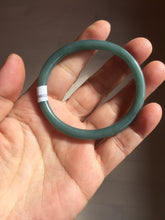 Load image into Gallery viewer, 51.5mm Certified Type A 100% Natural dark green/blue/gray Guatemala slim round cut oval Jadeite bangle BP190-2467
