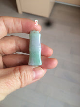 Load image into Gallery viewer, 100% Natural type A green/white/purple Jadeite Jade bamboo pendant group AC81

