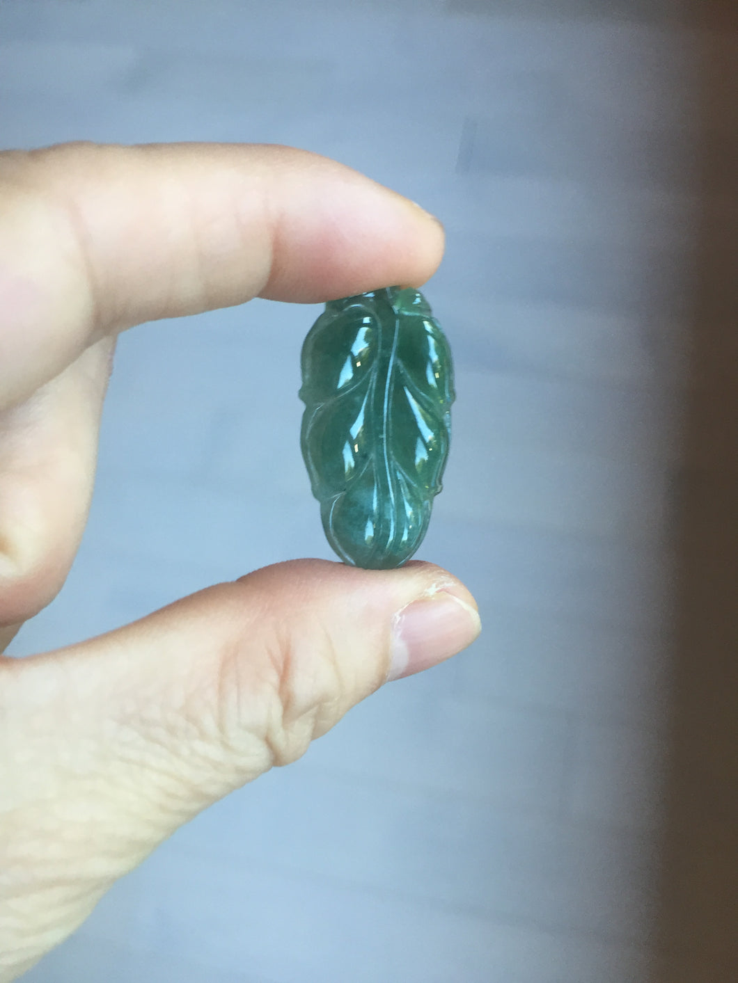 100% natural type A icy watery dark green blue gray black Guatemala jadeite leaf pendant BP184-3