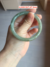 Load image into Gallery viewer, 55mm Type A 100% Natural dark green/gray/black(淡油青) slim round cut Jadeite Jade bangle with defects GL53
