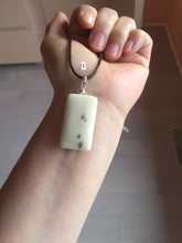 Load image into Gallery viewer, 100% natural light yellow/brown soap shape square nephrite jade safe and sound pendant group HT37
