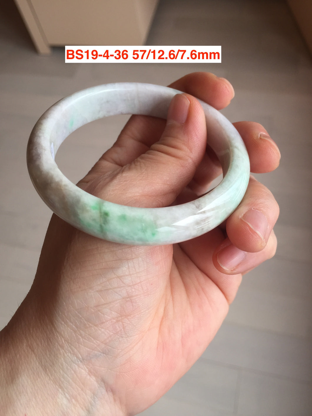 56-57mm Type A 100% Natural dark green/black Jadeite Jade bangle (with defects) group GL12