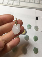 Load image into Gallery viewer, Type A 100% Natural icy watery sunny green/purple/white/yellow Jadeite Jade Peach Pendant group BF151
