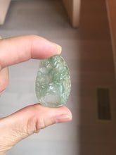 Load image into Gallery viewer, Type A 100% Natural Icy Watery Light Green gray (淡油冰)Jadeite Jade Greatest of All Time Goat Pendant PC230
