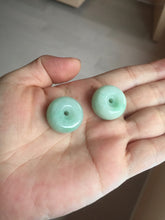 Load image into Gallery viewer, 20mm Type A 100% Natural Sunny green/white Jadeite Jade Safety Guardian Button donuts Pendant group PD10
