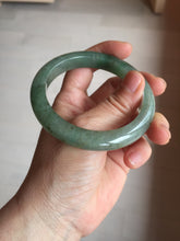 Load image into Gallery viewer, 57.2mm certified Type A 100% Natural icy watery dark green gray Jadeite Jade bangle PC15-0368
