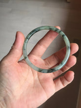 Load image into Gallery viewer, 55.6mm Certified Type A 100% Natural green/black/gray with dark green floating flowers slim round cut Jadeite bangle PD66-5766
