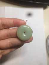 Load image into Gallery viewer, Type A 100% Natural icy green/yellow Jadeite Jade safety Guardian donut Pendant group A123
