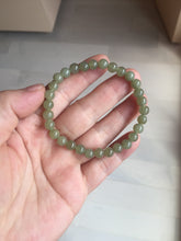 Load image into Gallery viewer, 6.1mm 100% Natural Light Green, Gray &amp; Black Nephrite Jade Round Bead Bracelet HT135 Add on item
