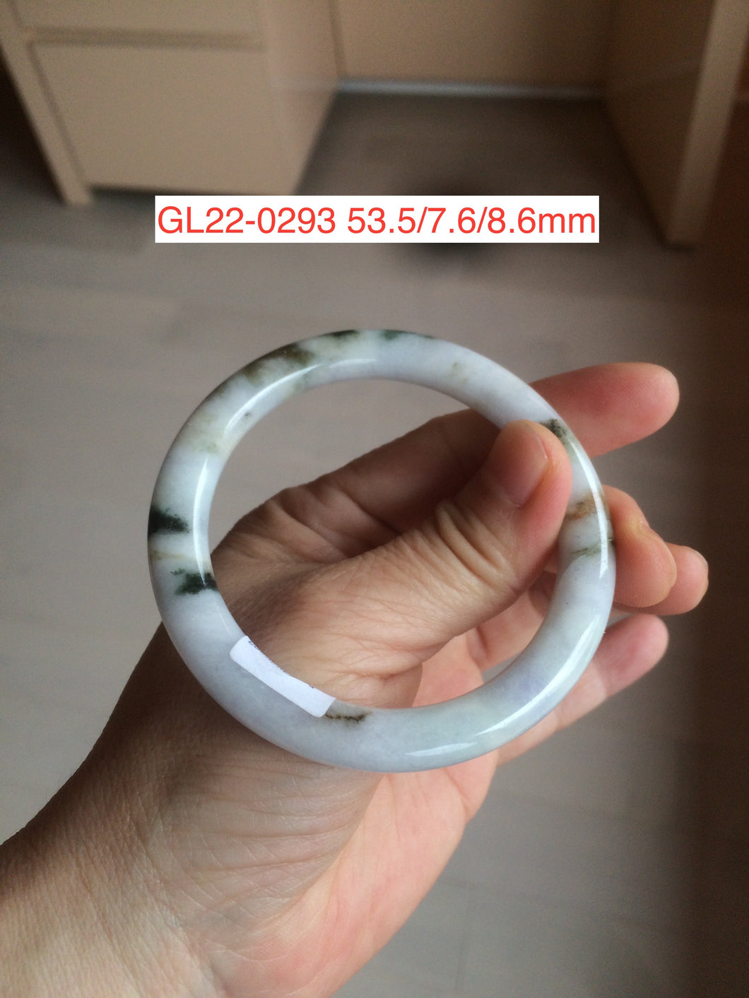 52-54mm certified 100% natural Type A light green/white/purple round cut jadeite jade bangle group GL22