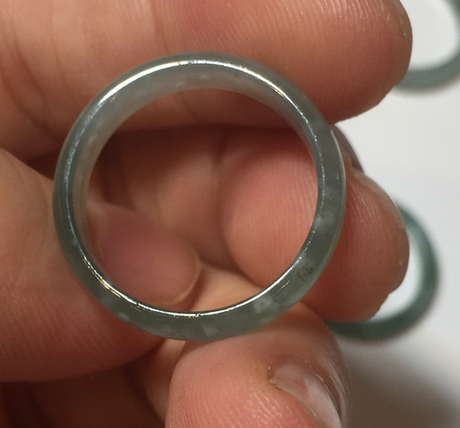 17.7mm 7 1/2 100% natural type A icy watery green/blue icy watery Guatemala jadeite jade band ring group BP77