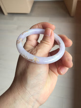 Load image into Gallery viewer, 52.7mm 100% Natural type A purple white carved and golden-painted Jadeite Jade bangle BP165-0271
