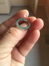 Load image into Gallery viewer, 14.1mm size 3 100% natural type A icy watery green/blue Guatemala jadeite jade band ring group BL143

