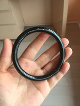 Load image into Gallery viewer, 65mm 100% Natural dark green/black meteorite Stellar Night sky slim round cut nephrite bangle HN75-0749
