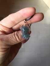 Load image into Gallery viewer, 100% natural type A icy watery light green blue gray Guatemala jadeite little Calf Pendant to the Heart pendant PE28
