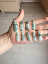 Load image into Gallery viewer, Type A 100% Natural icy watery white/green with green floating flowers Four Seasons Fortune Beans jadeite jade group AU79
