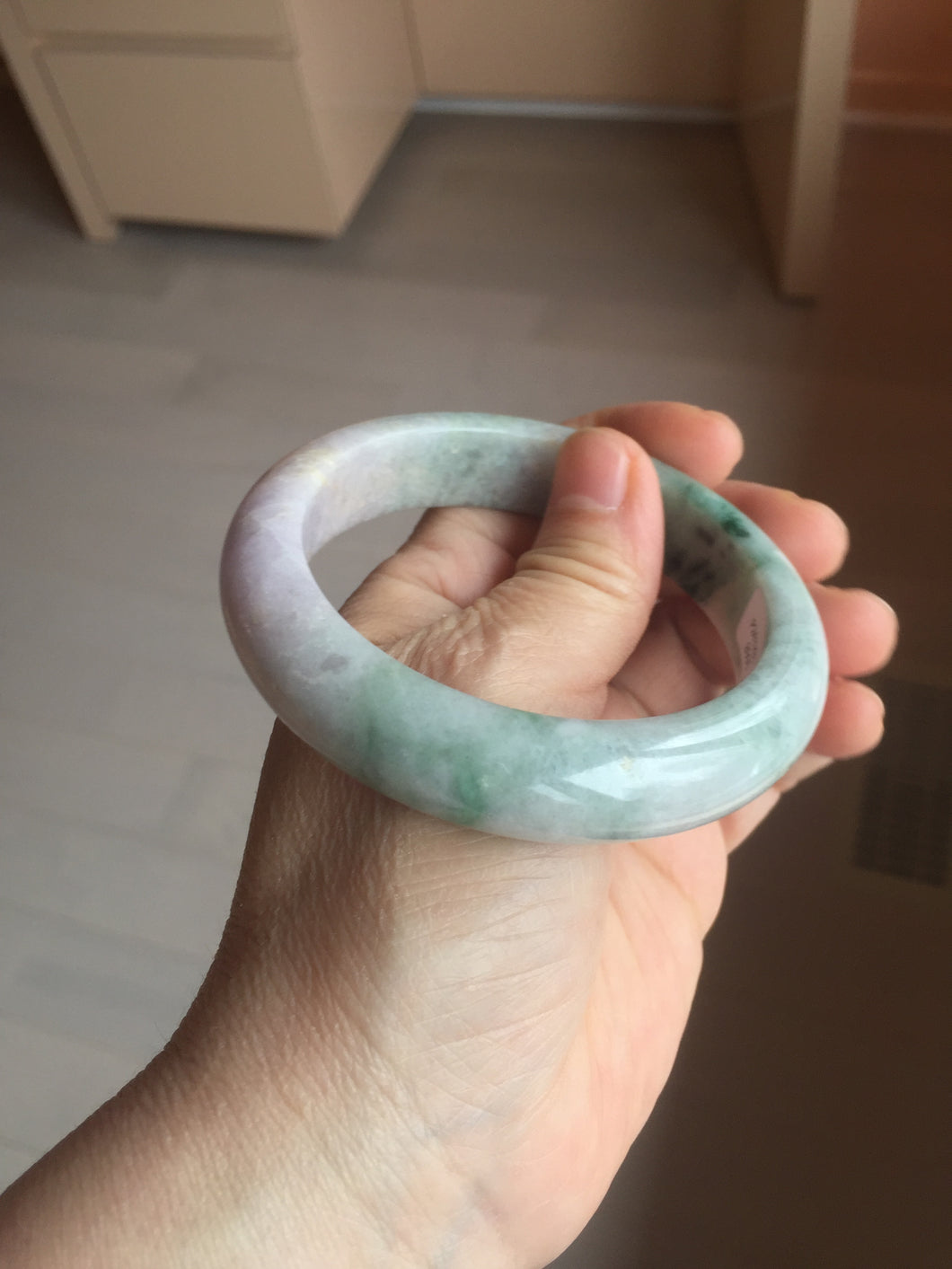 58mm Certified 100% natural Type A green/purple jadeite jade bangle PB95-8990