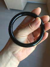 Load image into Gallery viewer, 58.4mm certified 100% Natural dark green/black meteorite round cut nephrite bangle HN134-0605
