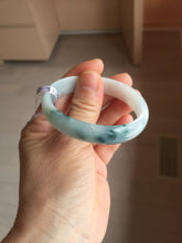 Load image into Gallery viewer, 46mm certified 100% natural type A white green orange with floating flowers oval jadeite bangle PH167(AllaboutjadeCanada.com only)
