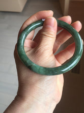 Load image into Gallery viewer, 60.2mm Certified Type A 100% Natural oily dark green(老油青) gray black round cut Jadeite Jade bangle BH102-0692
