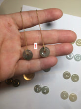 Load image into Gallery viewer, 12.5mm 100% Natural icy watery light green/yellow softy button donut dangling jadeite Jade earring group B207
