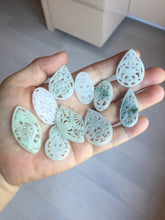 Load image into Gallery viewer, 100% Natural type A light green purple white openwork jadeite pendant BP183
