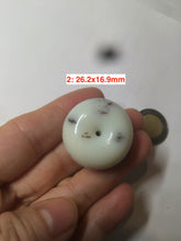 Load image into Gallery viewer, 100% Natural white beige with black/brown flying dandelions Osmanthus fragrant cheese cake nephrite Jade pendant/worry stone HT68
