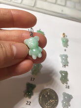 Load image into Gallery viewer, Type A 100% Natural icy watery light green sunny geen purple white clear jadeite jade cute baby bear pendant PH114 Add on item
