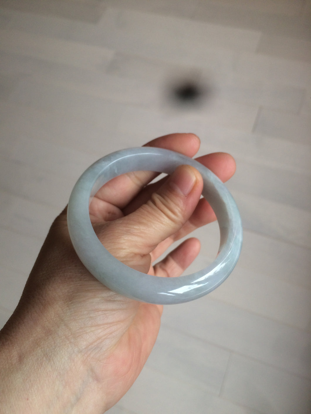 56.4mm 100% natural Type A icy light green/purple jadeite jade bangle AX52-0307