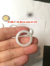 Load image into Gallery viewer, Size 6 1/2-8 100% natural type A white  jadeite jade band ring R106
