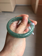 Load image into Gallery viewer, 55.8mm Certified Type A 100% Natural Light Green/Blue/Gray With Flying Snow Guatemala Jadeite Bangle PH265-1247
