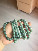 Load image into Gallery viewer, 9.8x8mm 100% natural type A light green blue olive(Lulutong) jadeite beads bracelet group Bp188
