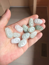 Load image into Gallery viewer, 100% Natural type A light green/light green/white/purple/gray jadeite Jade RuYi(如意) pendant PJ130
