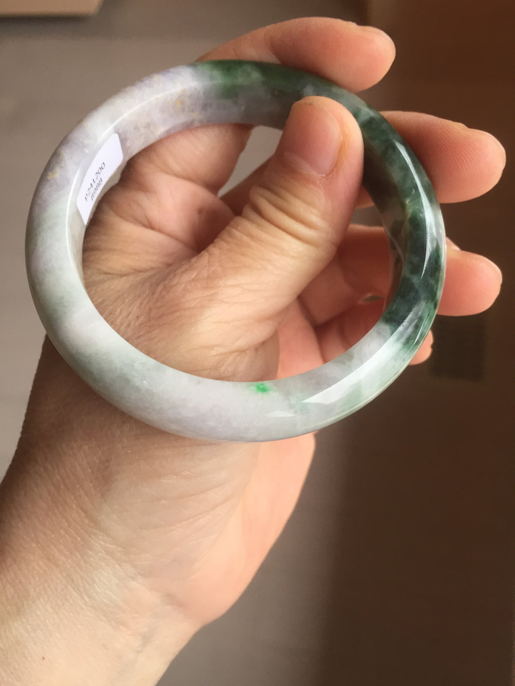 55.5mm Certified 100% natural Type A dark green/purple Emerald Vale jadeite jade bangle PB94-8988