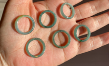 Load image into Gallery viewer, 14.5mm/size 3 1/2 100% natural type A icy watery green/blue slim Guatemala jadeite jade band ring BH63
