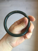 Load image into Gallery viewer, 60.8mm 100% Natural dark green/black meteorite Stellar Night sky slim round cut nephrite bangle HT118-0759

