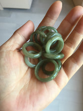Load image into Gallery viewer, 100% natural type A ice watery oily dark green/gray/black(冰油青) jadeite jade band ring PC77
