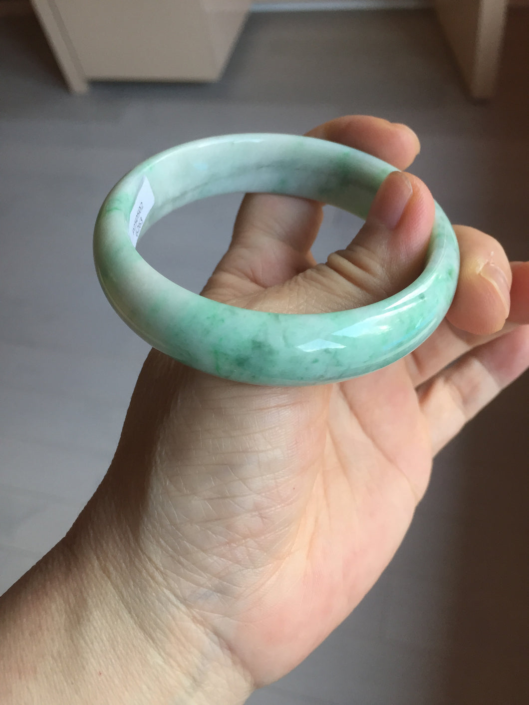 58mm certified 100% natural Type A sunny green white jadeite bangle PD150-6263