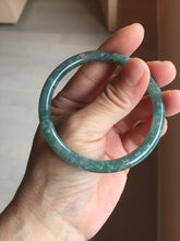 Load image into Gallery viewer, 54mm Type A 100% Natural Light Green/Gray/Black/Purple/Brown “Reed Flowers &amp; Snow” Guatemala Slim Round Cut Jadeite Bangle PJ126-1420
